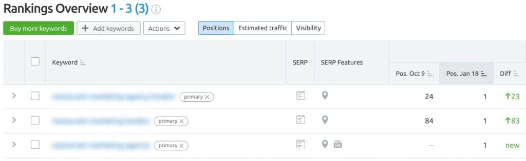Google Primary Terms Ranking Improvement