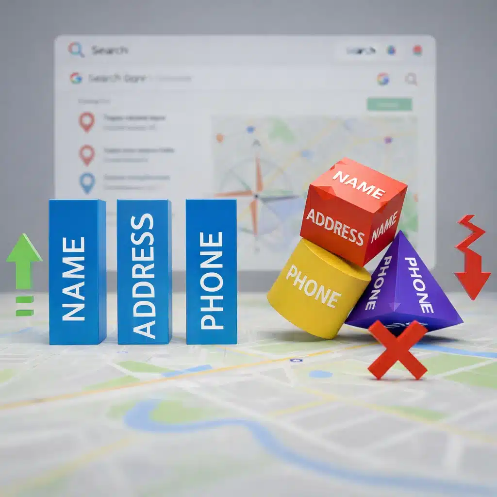 Image showing the importance of NAP consistency for good Local SEO performance